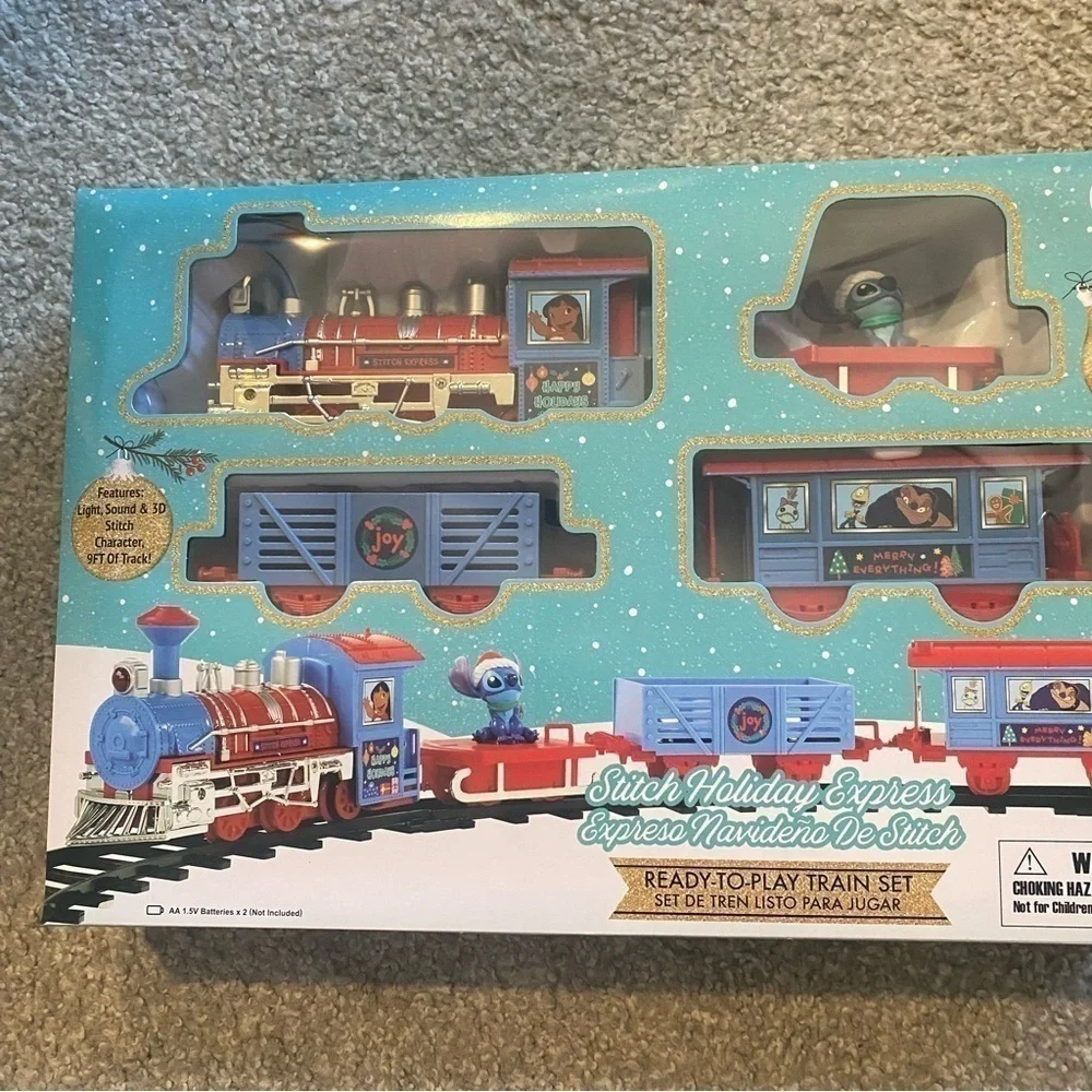 Disney Stitch Christmas Train NEW Holiday Decor Blue Santa